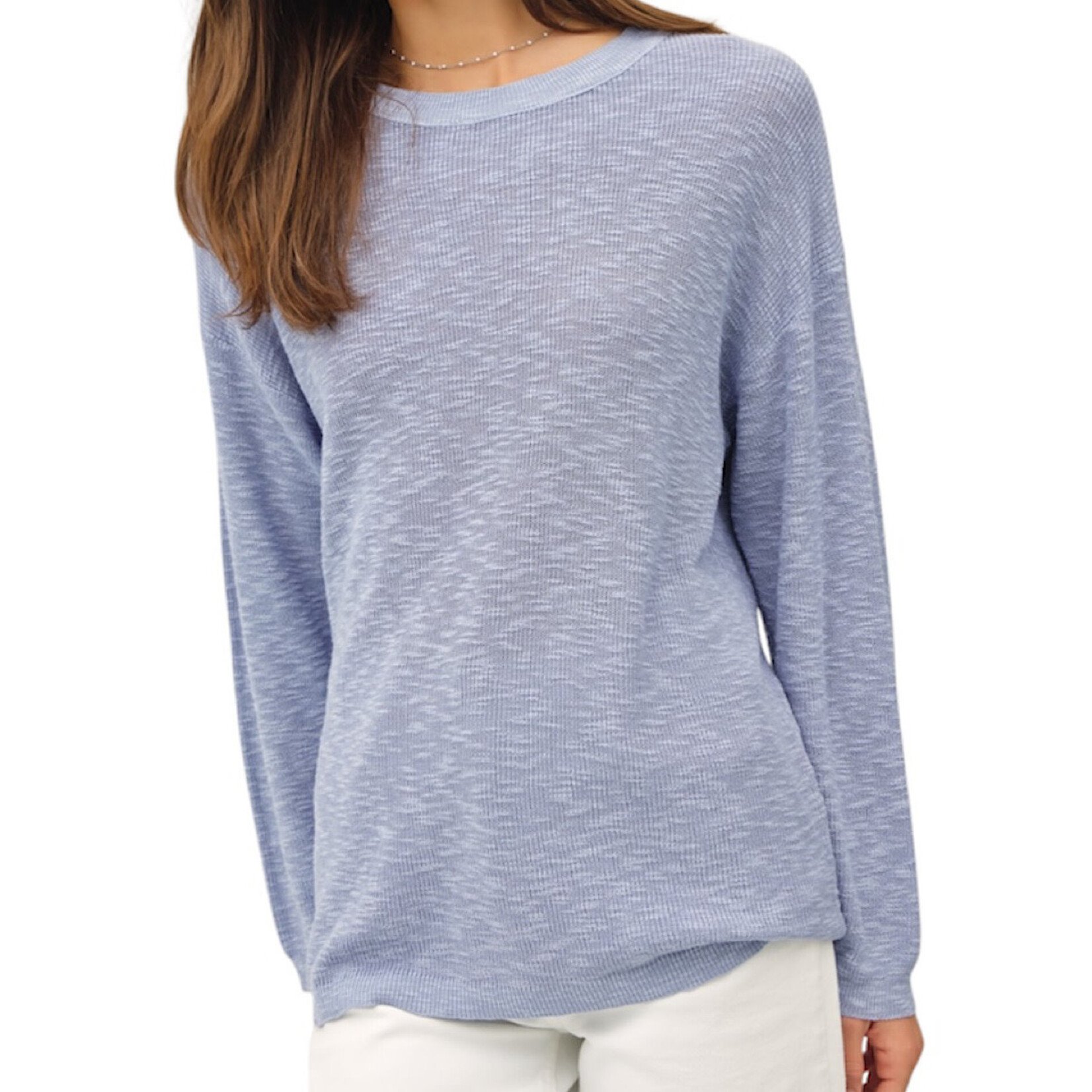 Blue Lightweight Cotton Slub Sweater