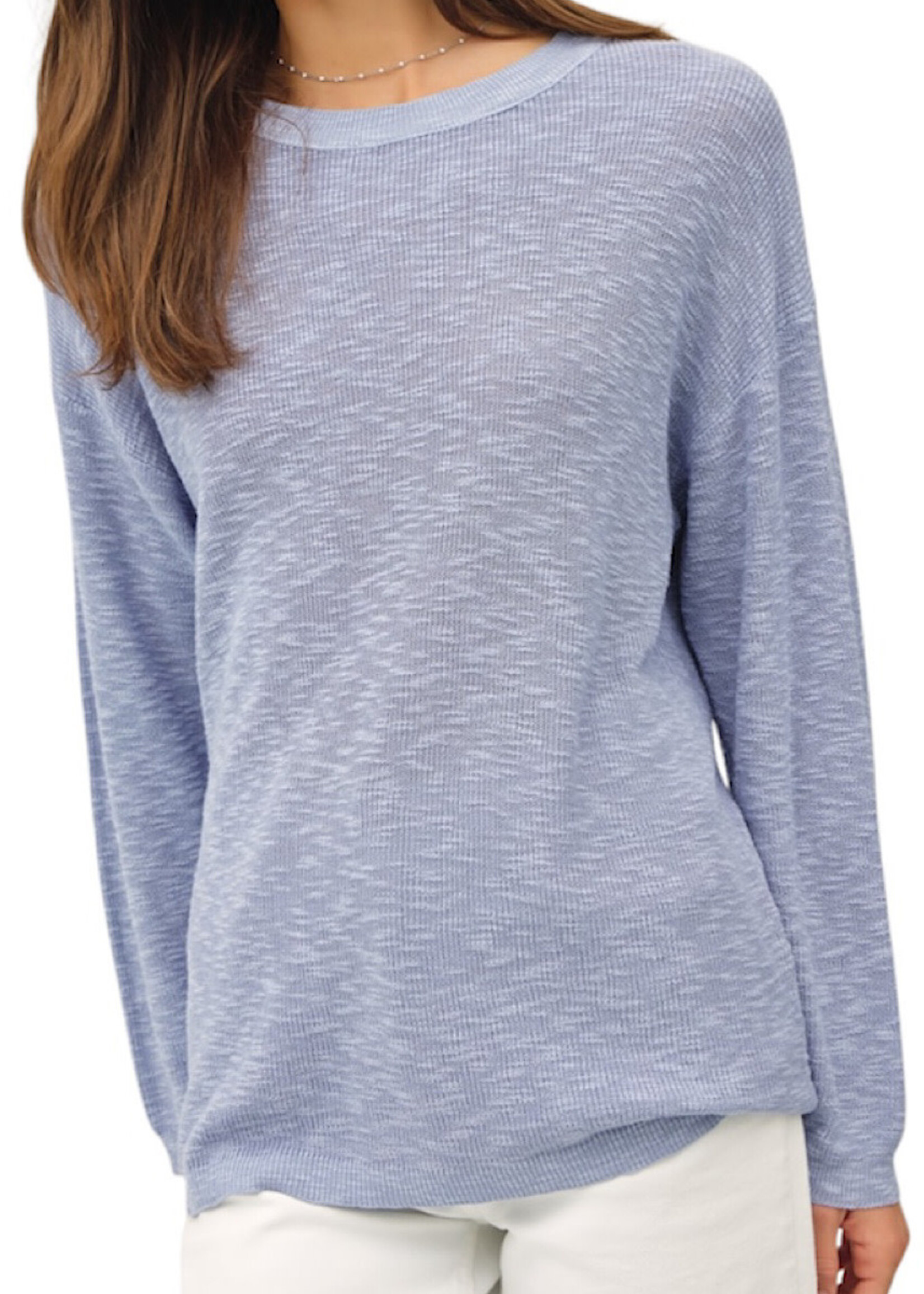 Blue Lightweight Cotton Slub Sweater