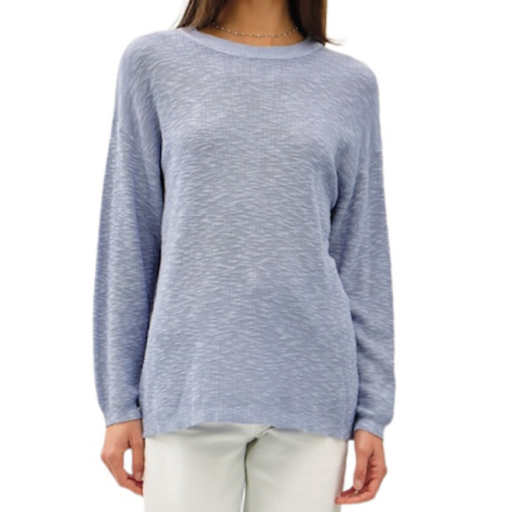 Blue Lightweight Cotton Slub Sweater