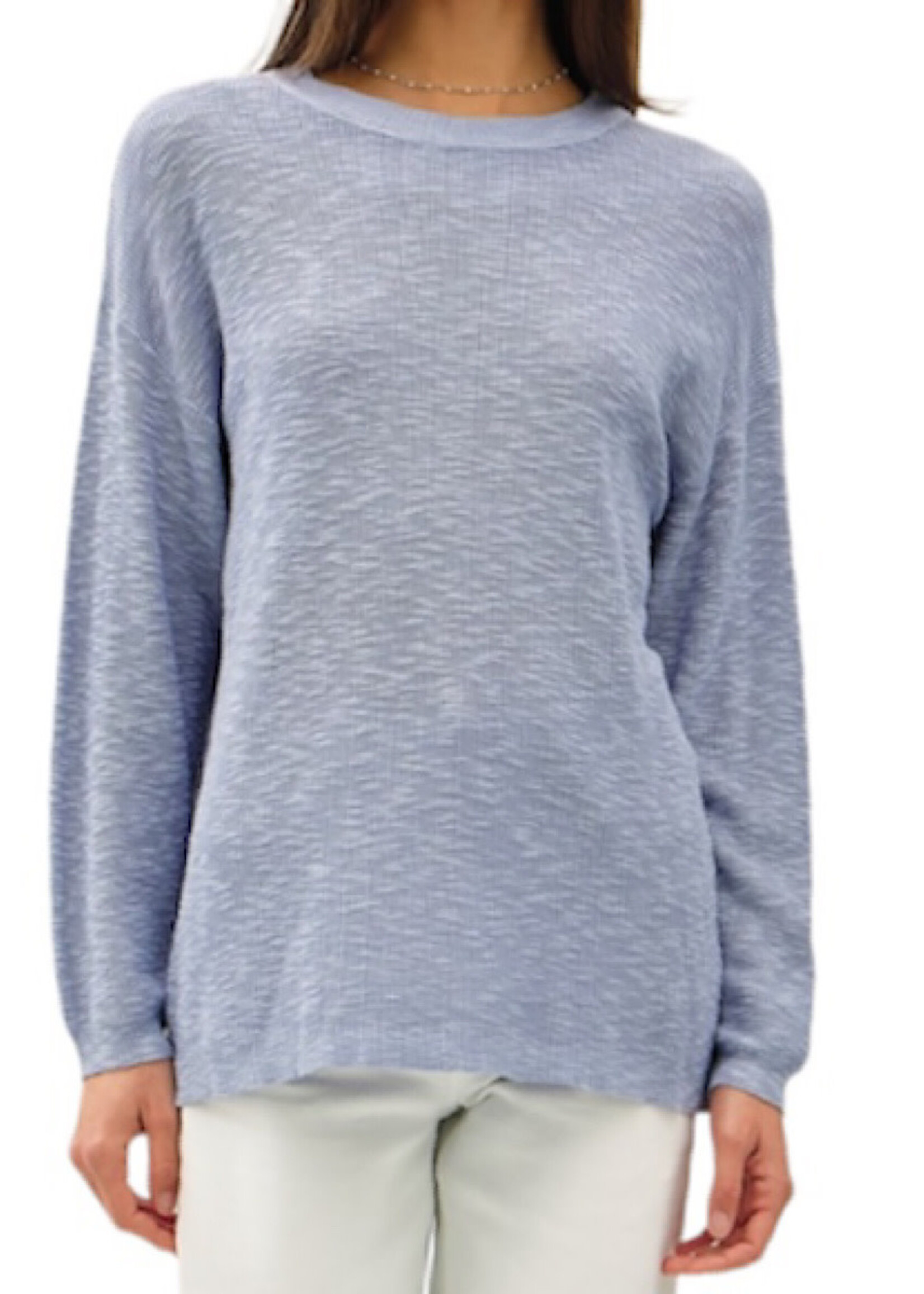 Blue Lightweight Cotton Slub Sweater