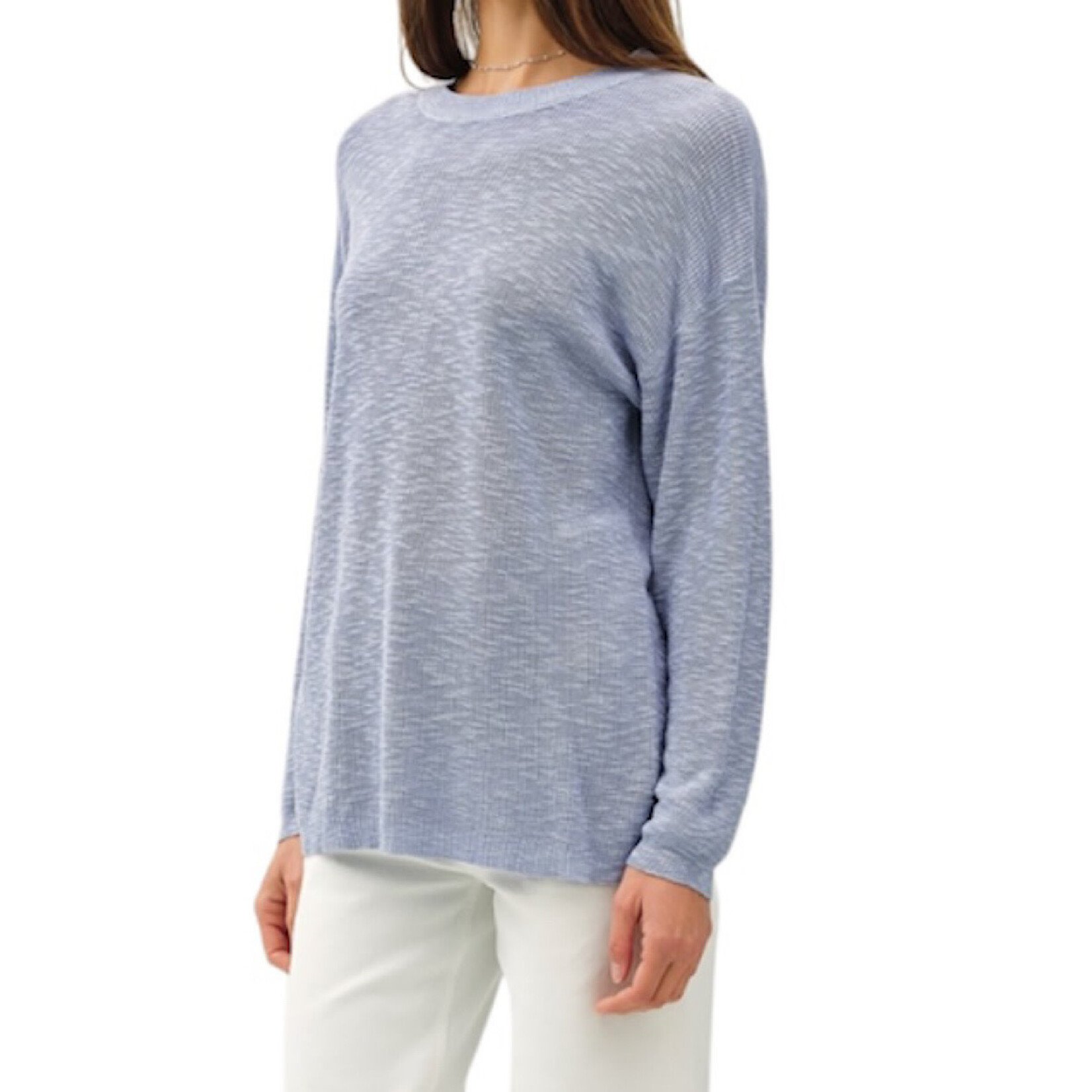 Blue Lightweight Cotton Slub Sweater