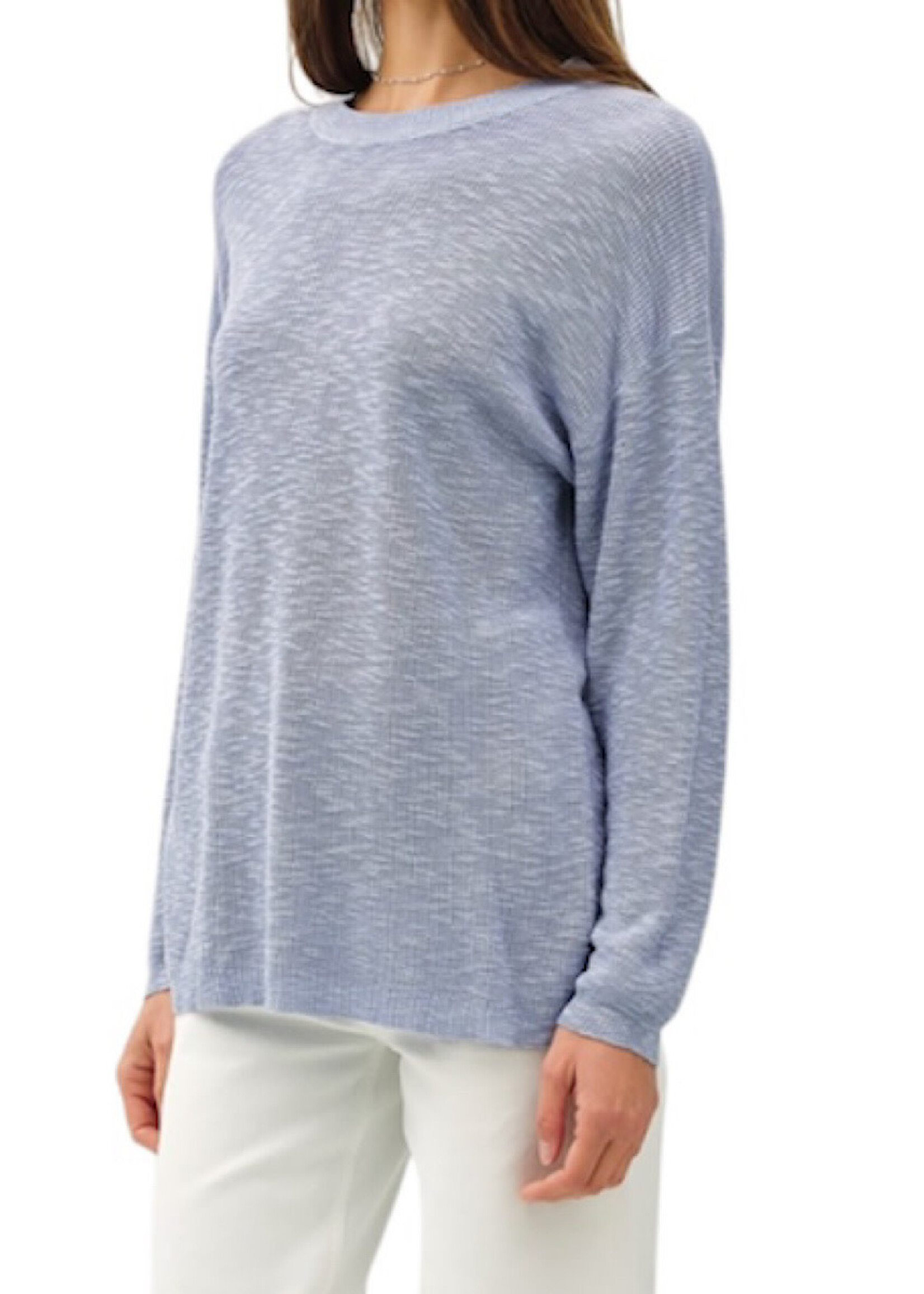 Blue Lightweight Cotton Slub Sweater