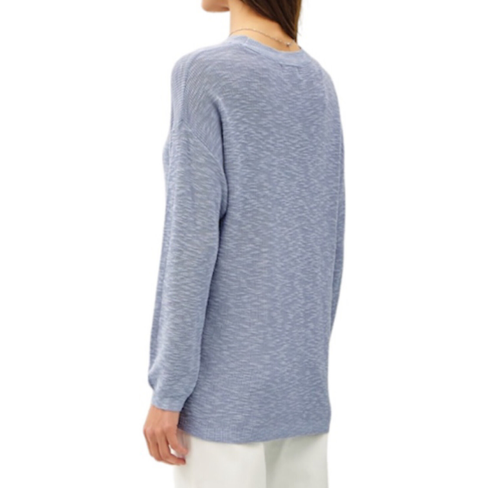 Blue Lightweight Cotton Slub Sweater