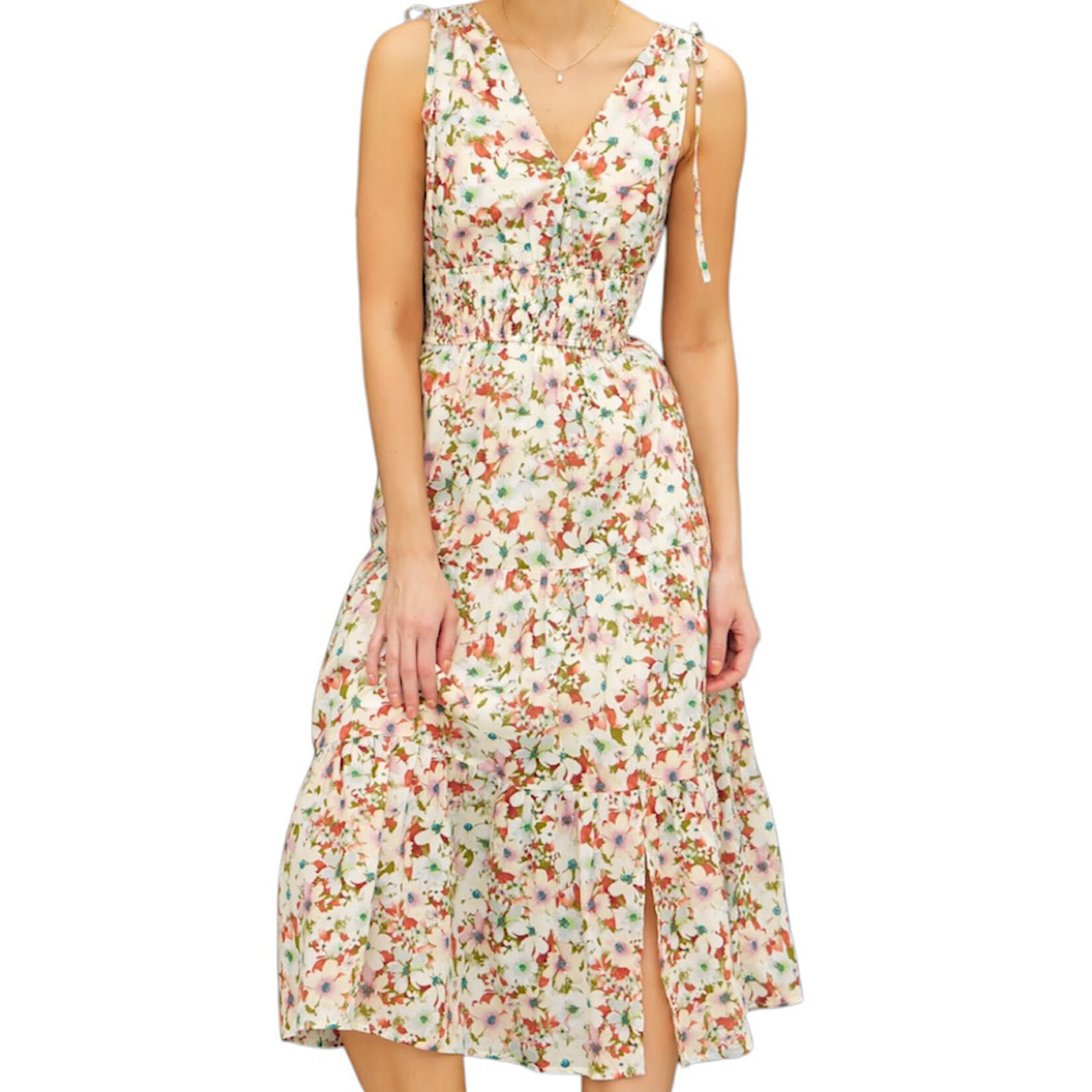 Poppy V-Neck Floral Print Midi Dress