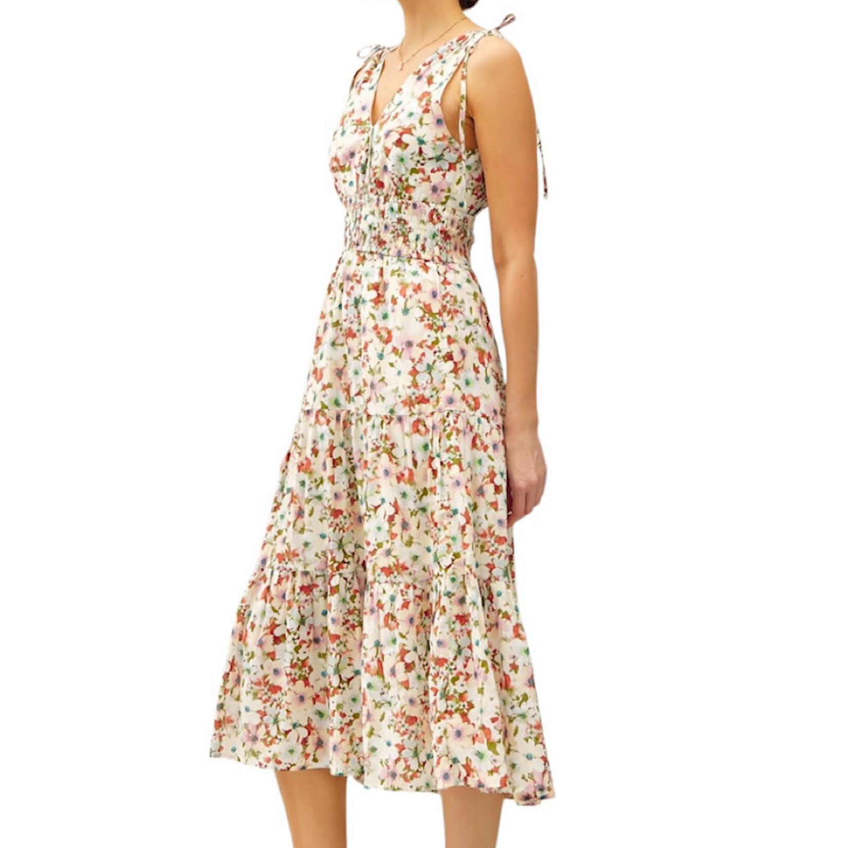 Poppy V-Neck Floral Print Midi Dress