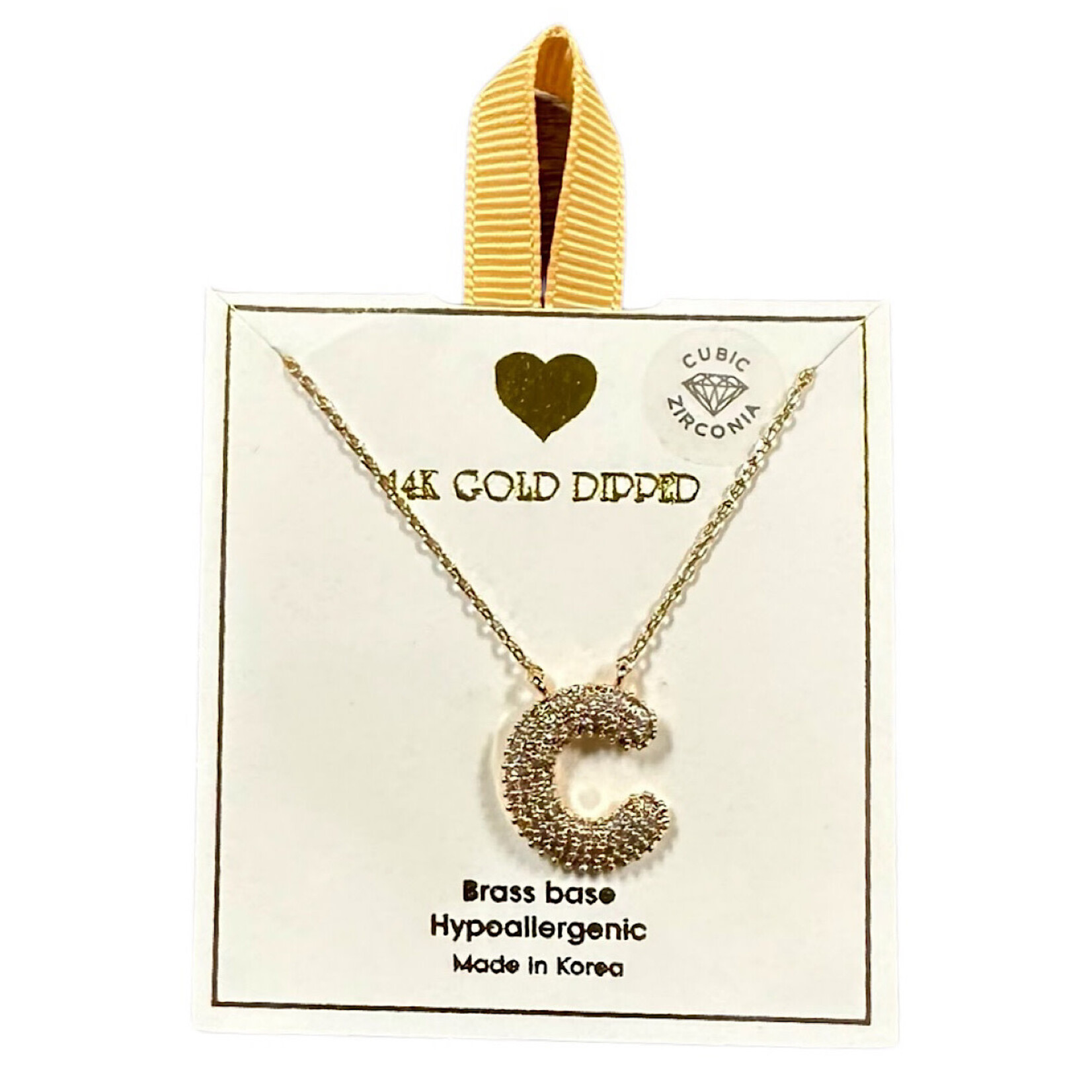 Yellow Ribbon Initial Necklace