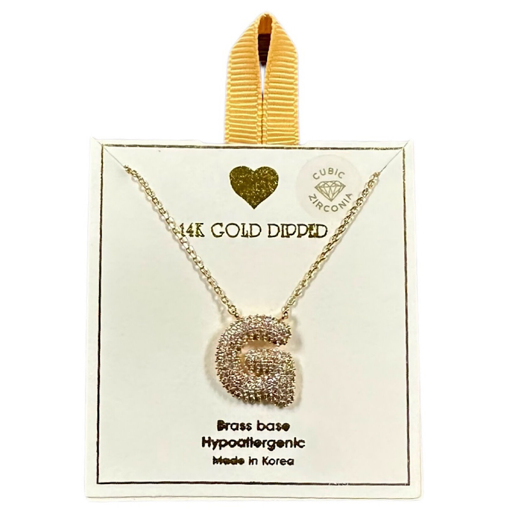 Yellow Ribbon Initial Necklace