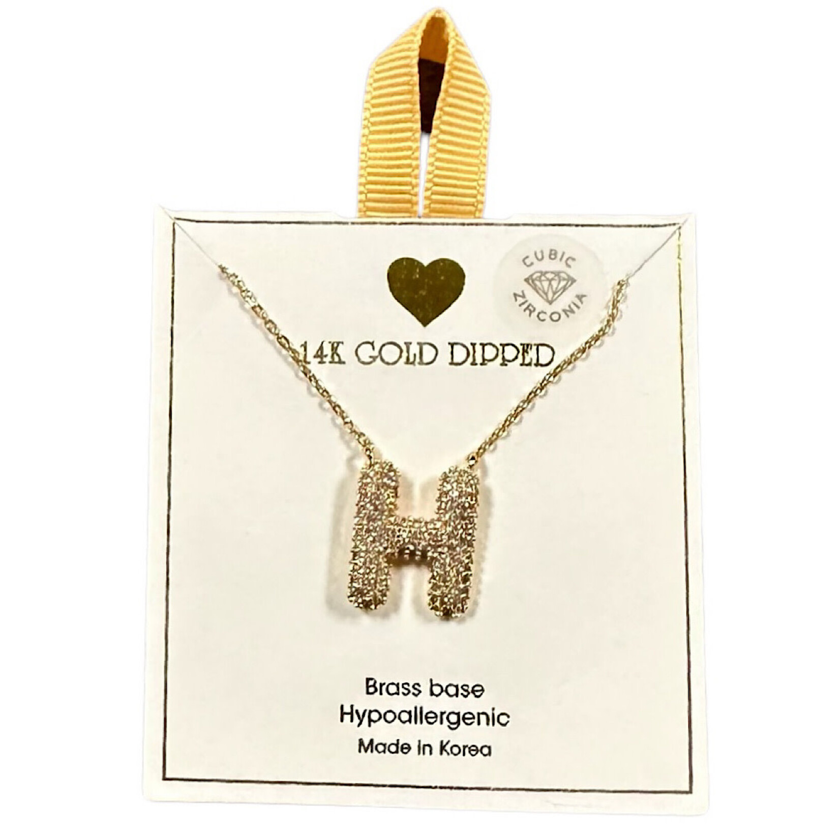 Yellow Ribbon Initial Necklace