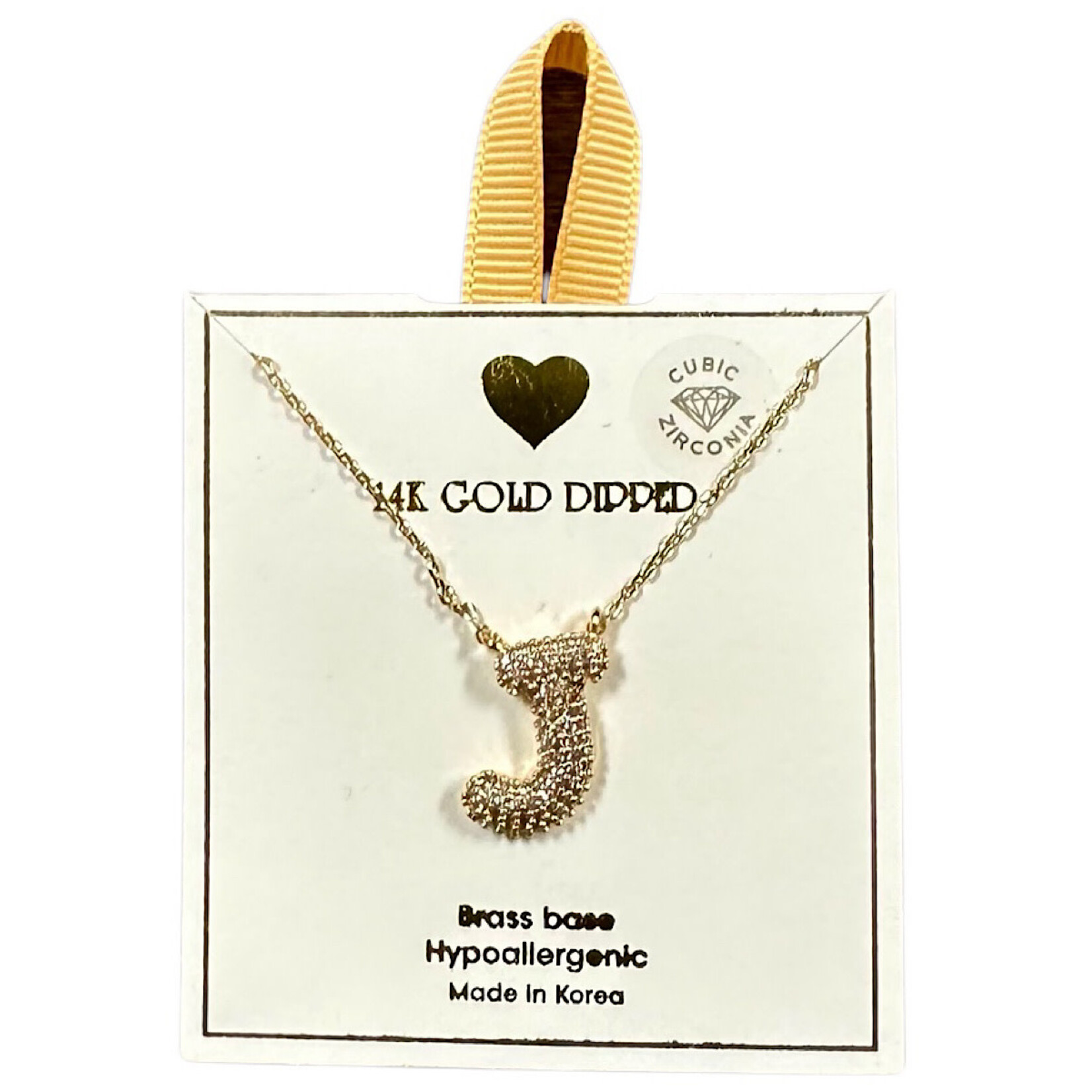 Yellow Ribbon Initial Necklace