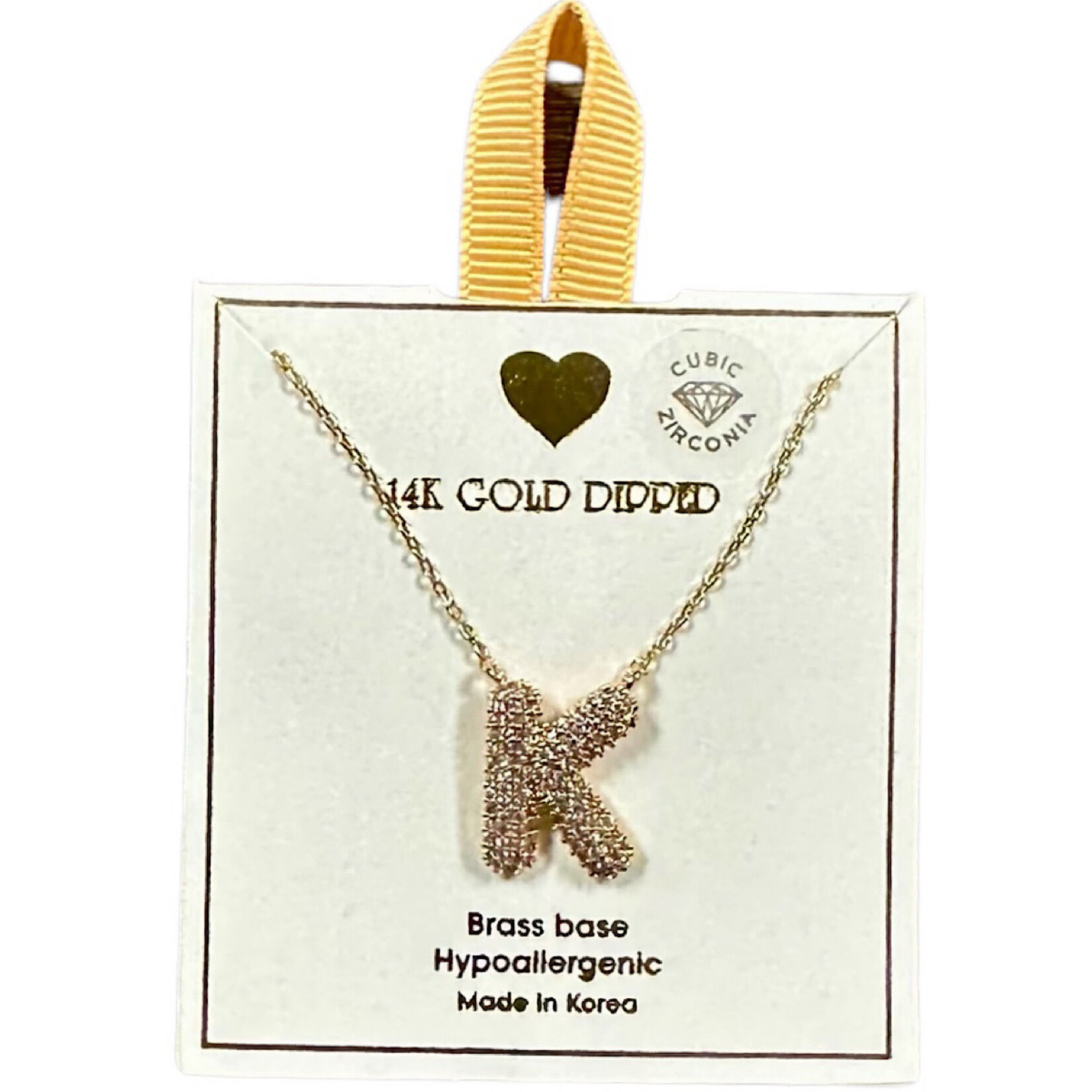 Yellow Ribbon Initial Necklace