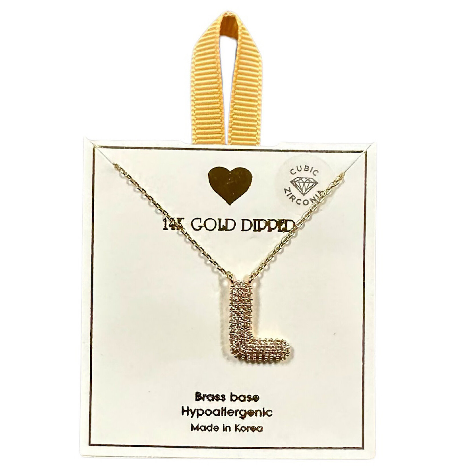 Yellow Ribbon Initial Necklace