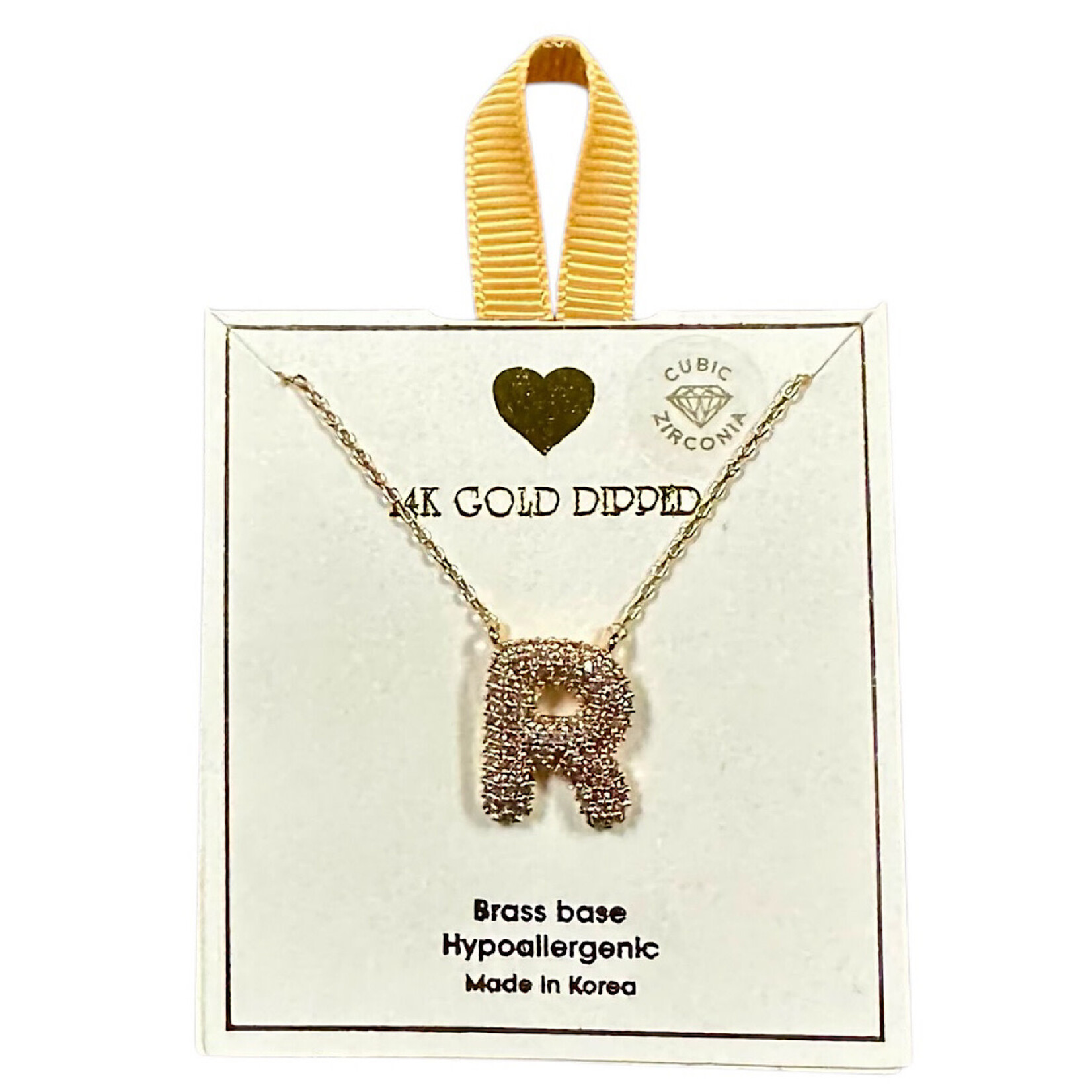 Yellow Ribbon Initial Necklace