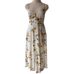 Yellow Hibiscus Maxi Tank Dress with Button Front Detail