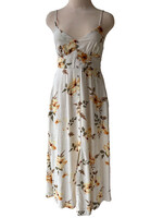 Yellow Hibiscus Maxi Tank Dress with Button Front Detail