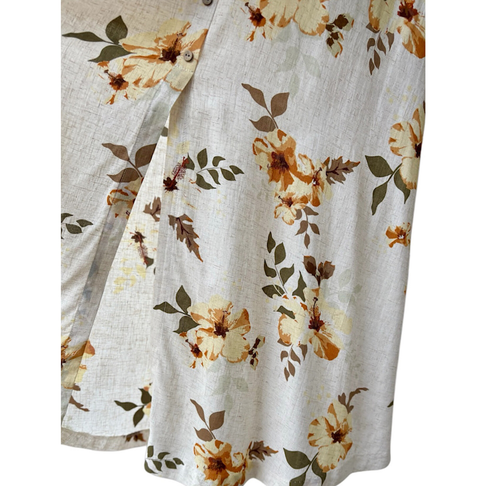 Yellow Hibiscus Maxi Tank Dress with Button Front Detail