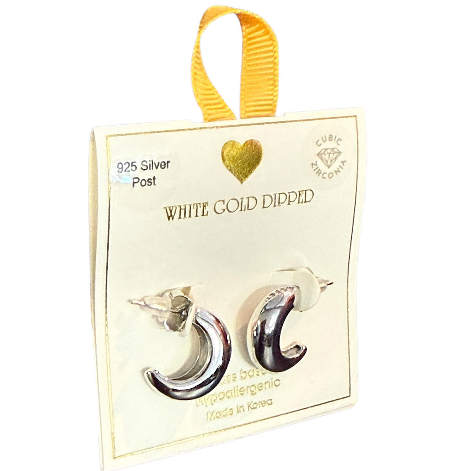 Yellow Ribbon Chunky CZ Accent Hoops