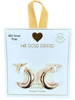 Yellow Ribbon Chunky CZ Accent Hoops