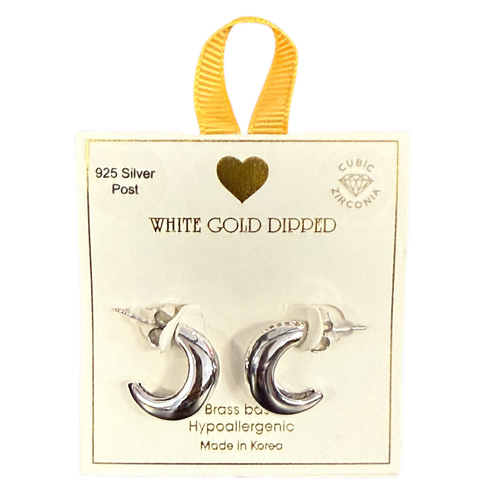 Yellow Ribbon Chunky CZ Accent Hoops