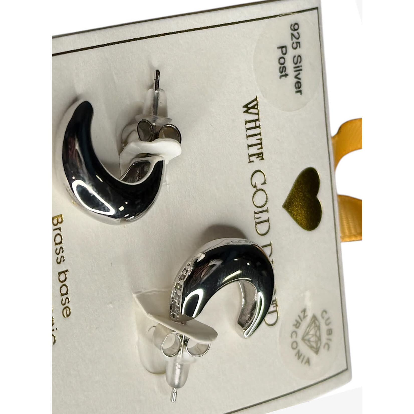 Yellow Ribbon Chunky CZ Accent Hoops