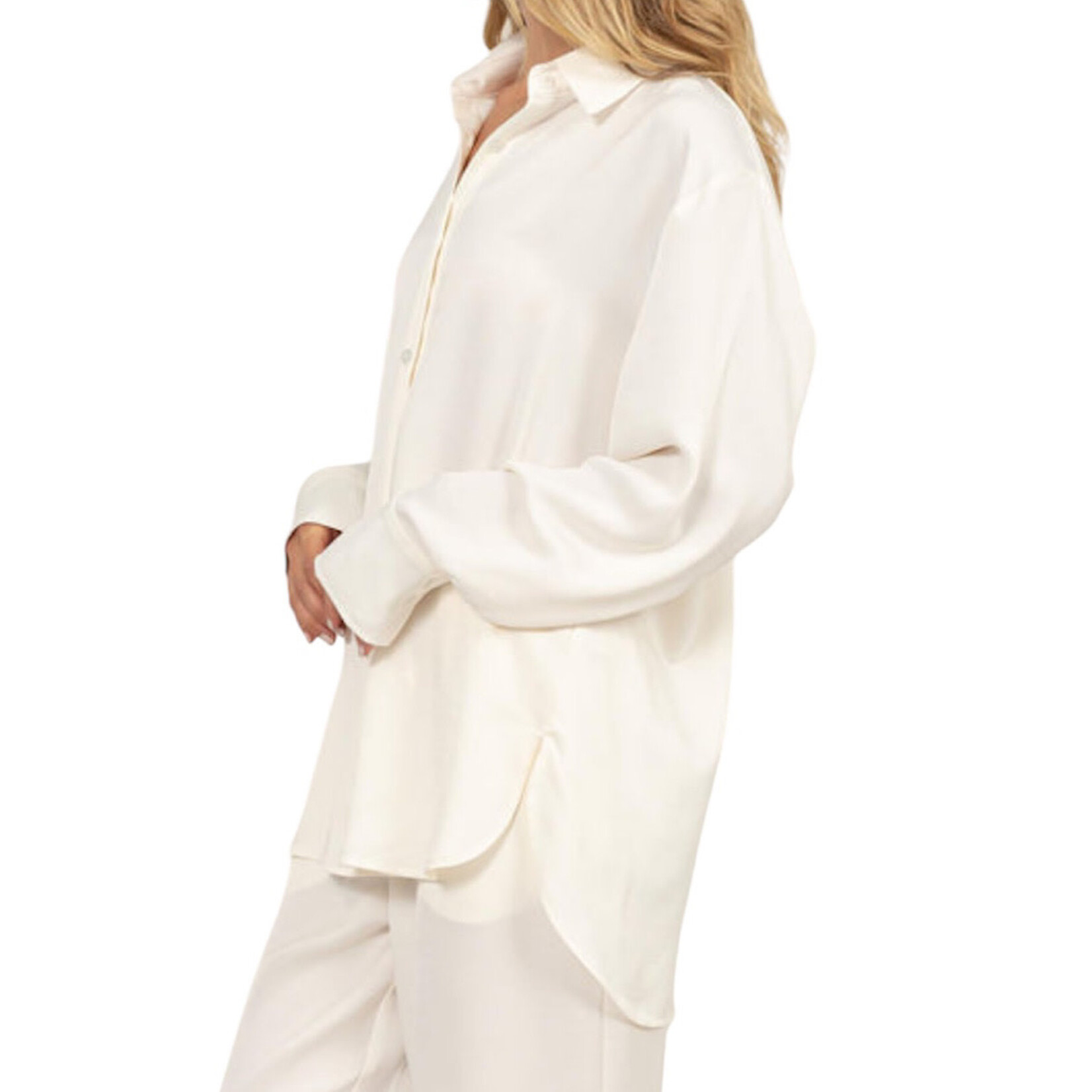 Cream Oversized Button Up Shirt