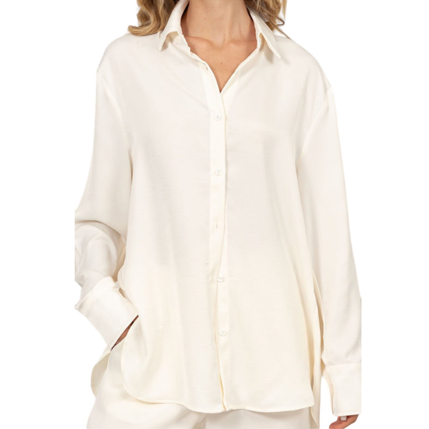 Cream Oversized Button Up Shirt