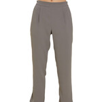 Grey Mid Rise Pant with Elastic Waist and Side Pockets