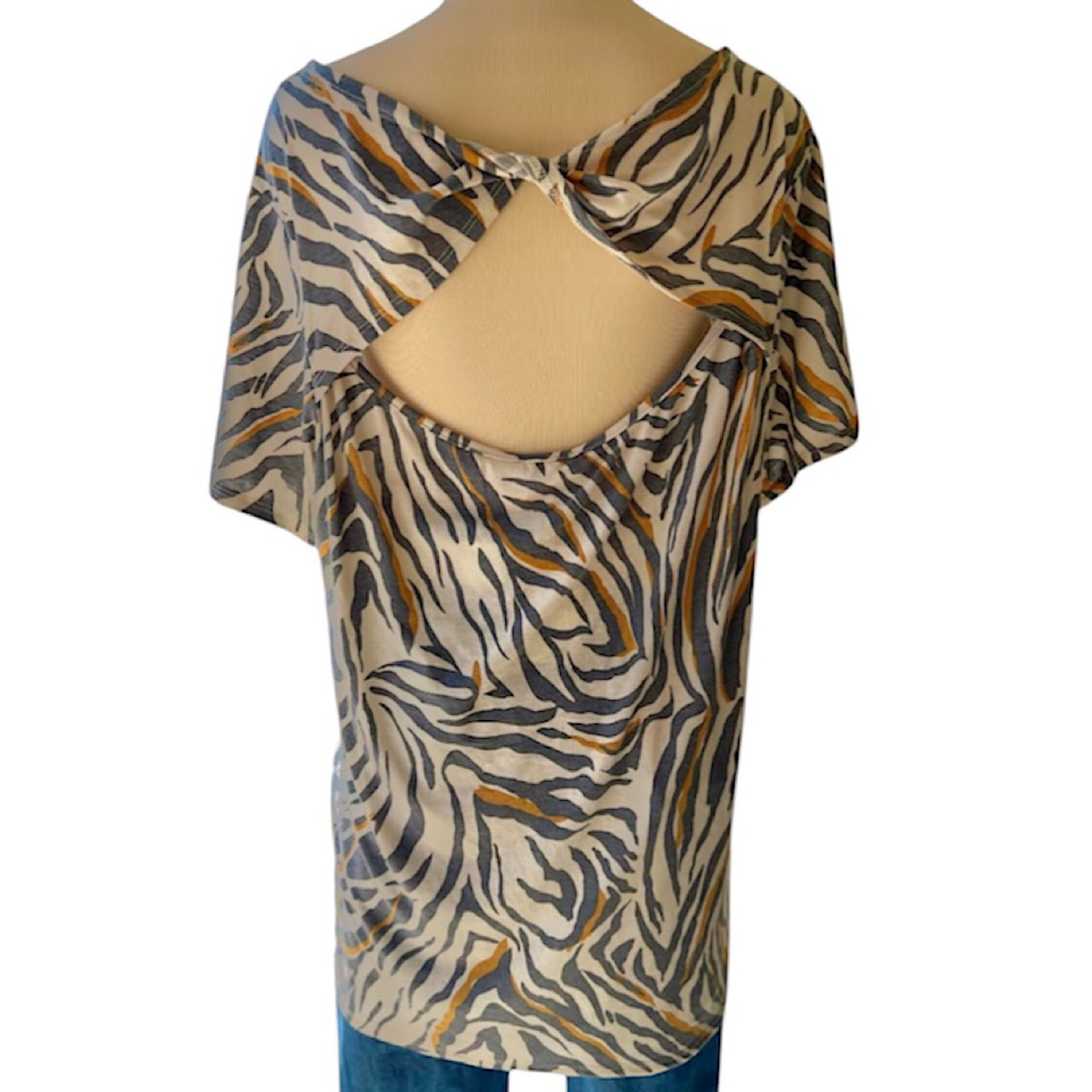 Plus Zebra Print Open Back Top