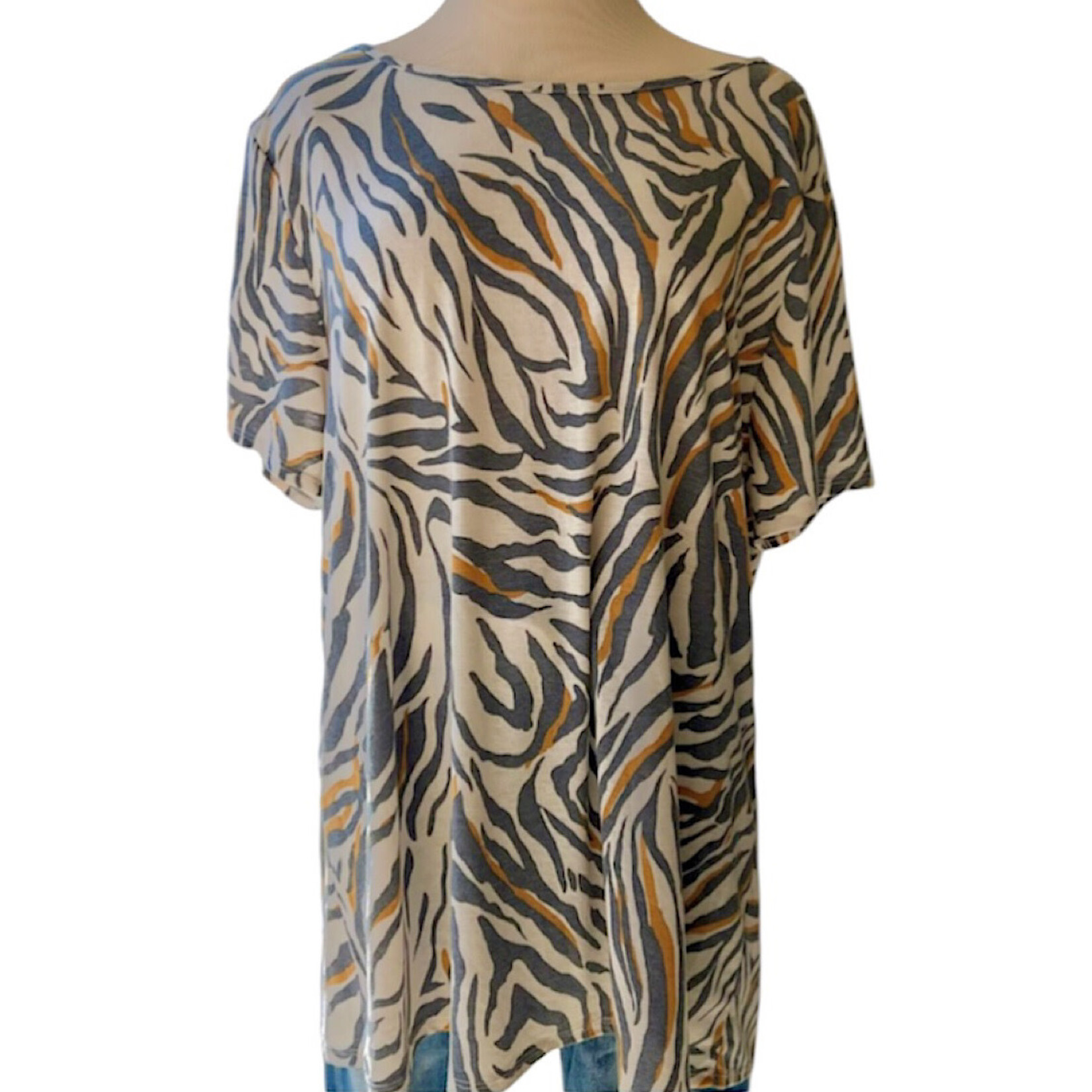 Plus Zebra Print Open Back Top