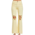 RISEN RDP5265 Pale Yellow High Rise Straight Jeans