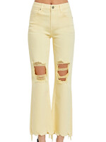 RISEN RDP5265 Pale Yellow High Rise Straight Jeans