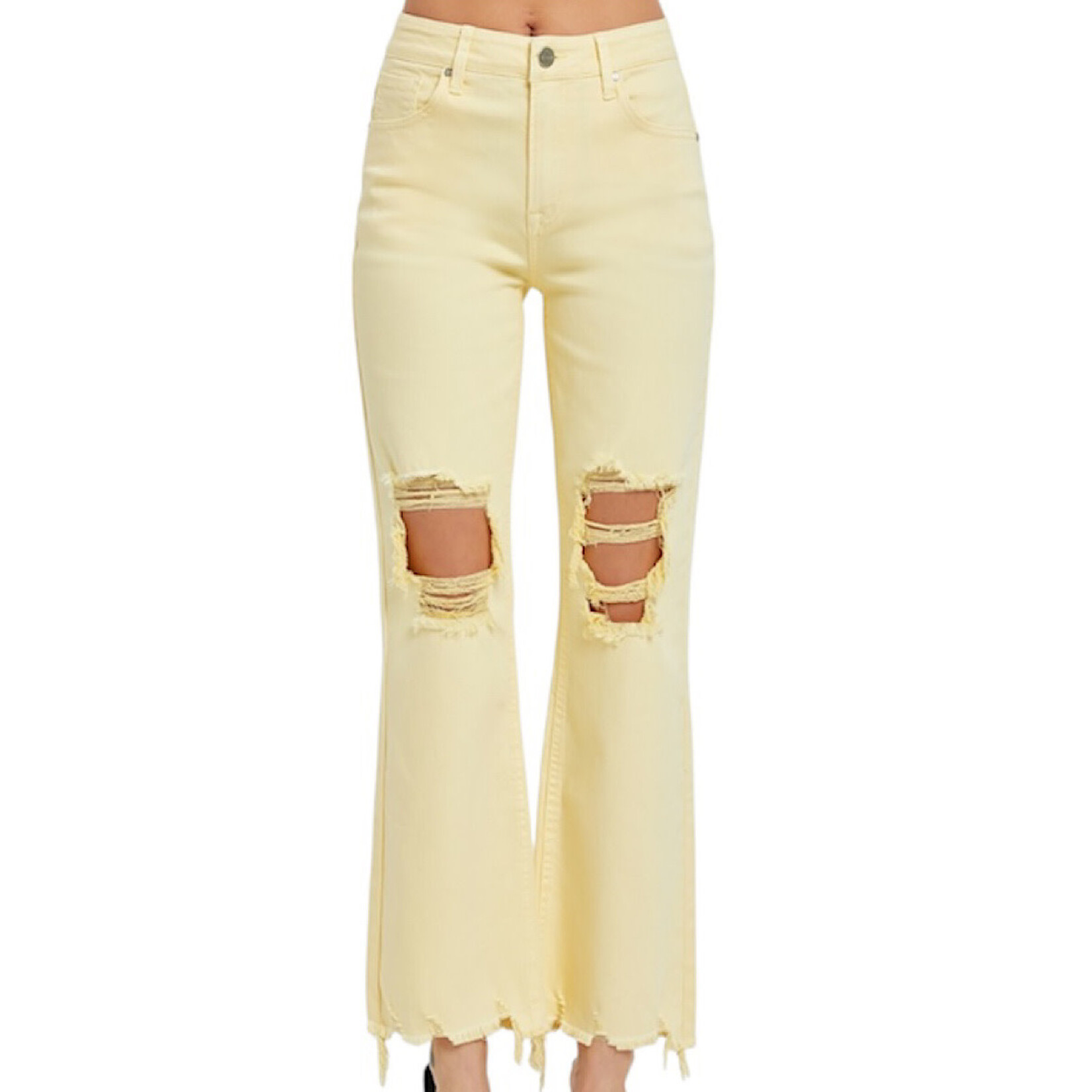 RISEN RDP5265 Pale Yellow High Rise Straight Jeans