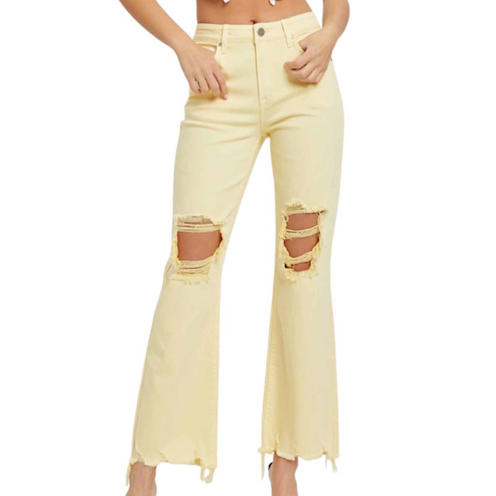 RISEN RDP5265 Pale Yellow High Rise Straight Jeans