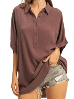 Chocolate Drop Shoulder Half Placket Shirt