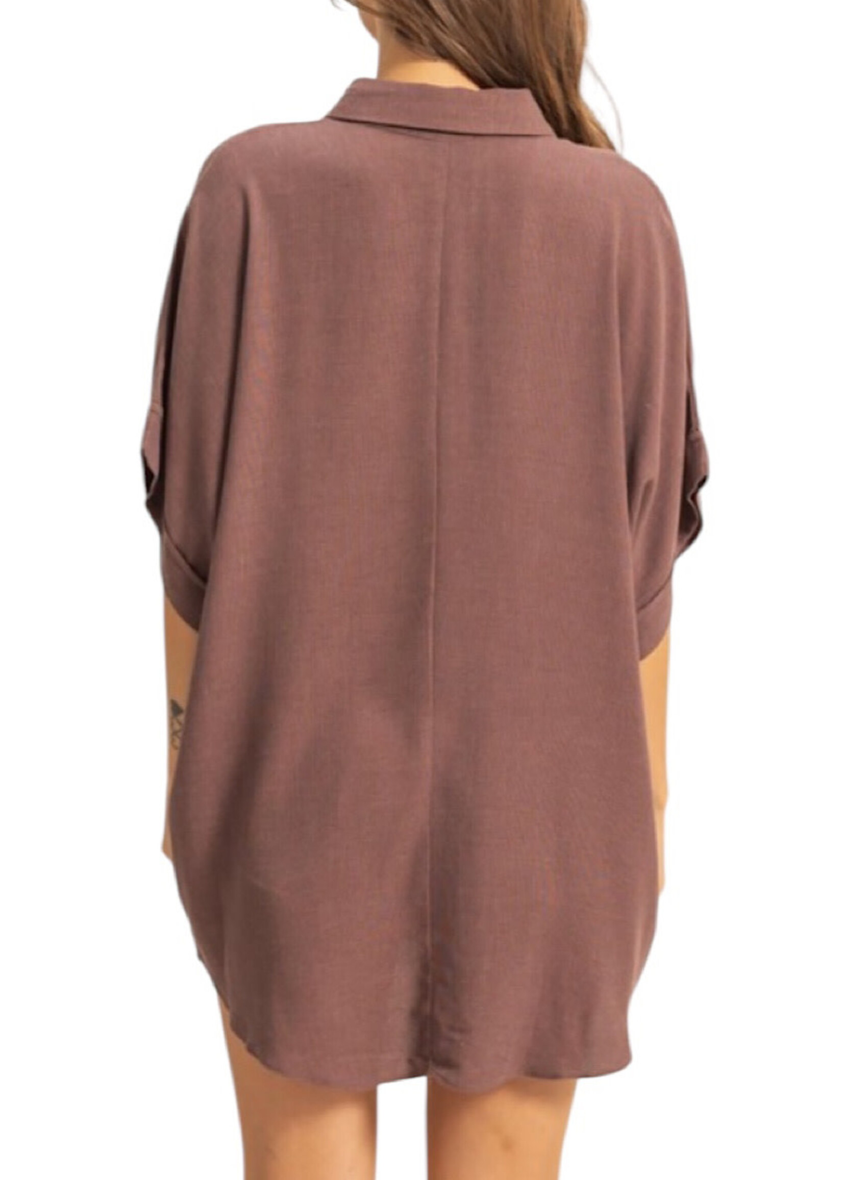 Chocolate Drop Shoulder Half Placket Shirt