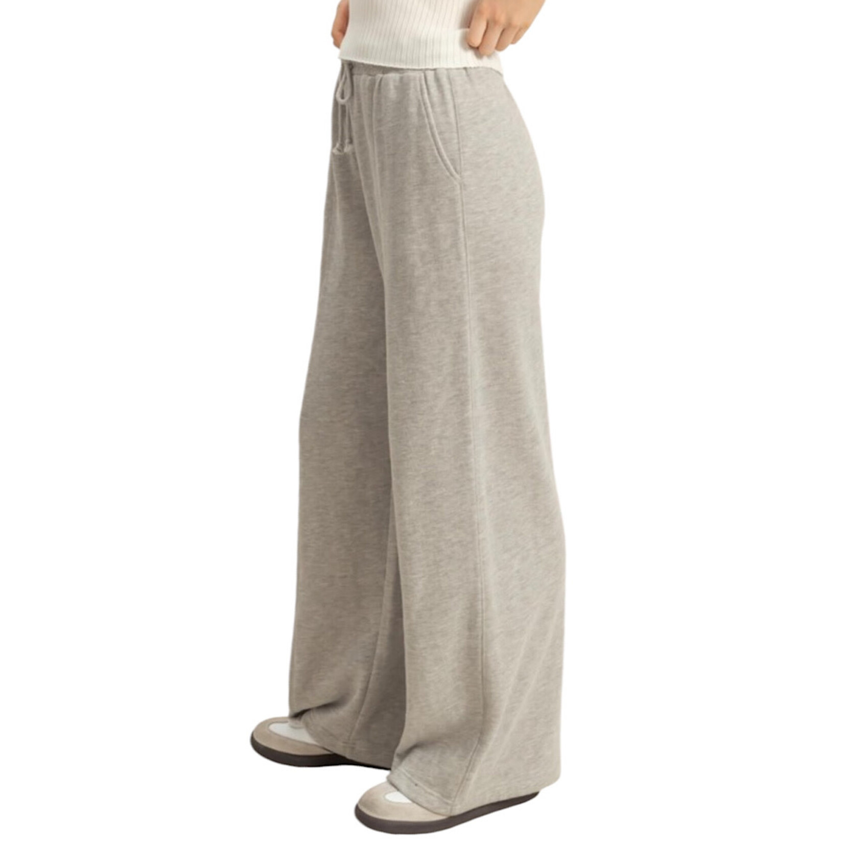 Heather Gray Washed Wide Leg Drawstring Sweatpants