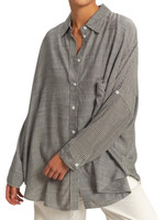 Black/White Oversized Striped Button Down