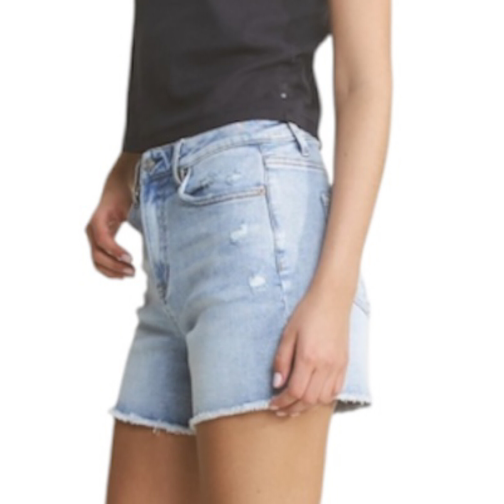 Mica Denim MICA MDP-H3420 City Blue Super H/R Shorts w Frayed Hem