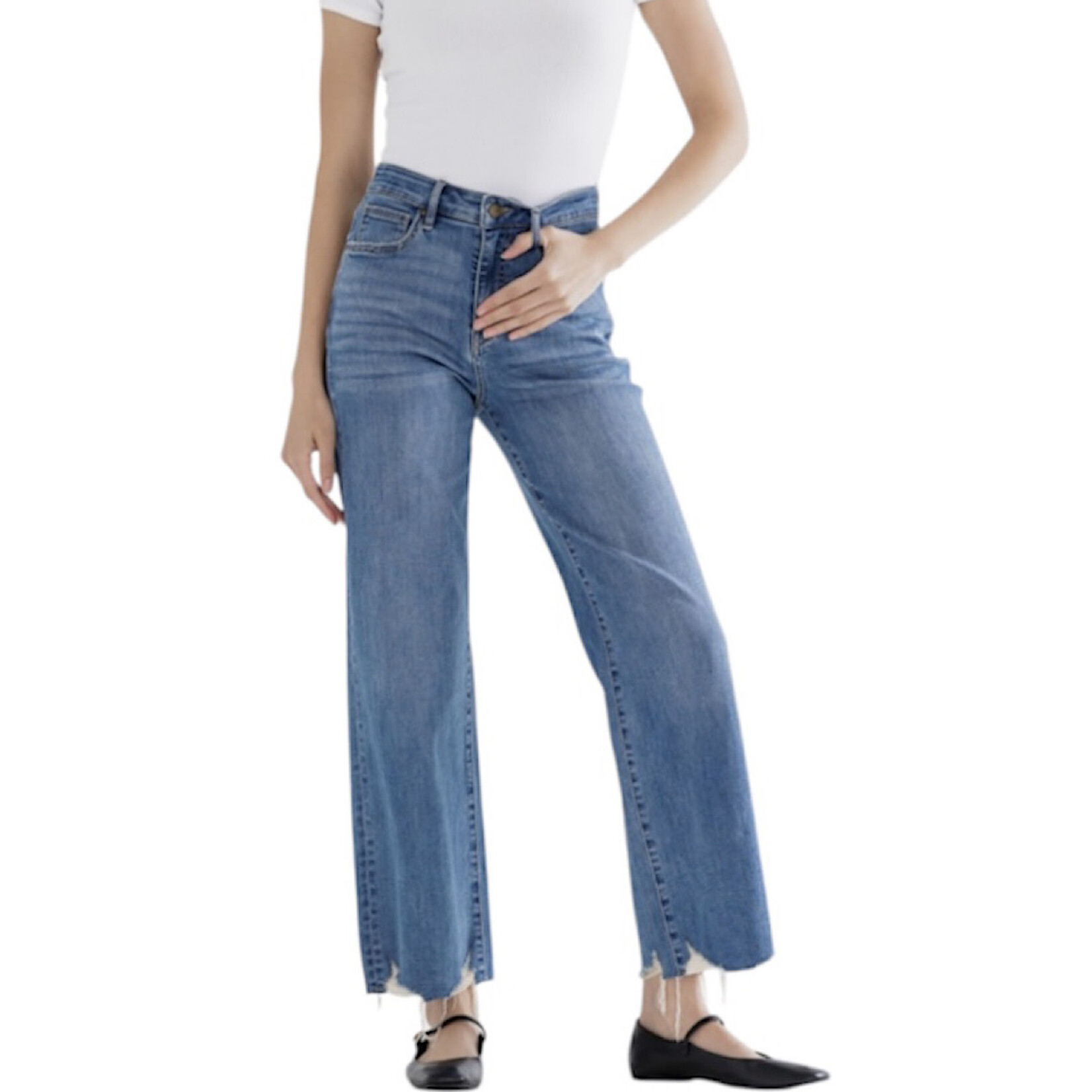 Mica Denim MICA MDP-W3218 Blue Jays H/R Wide Leg w Hem Detail