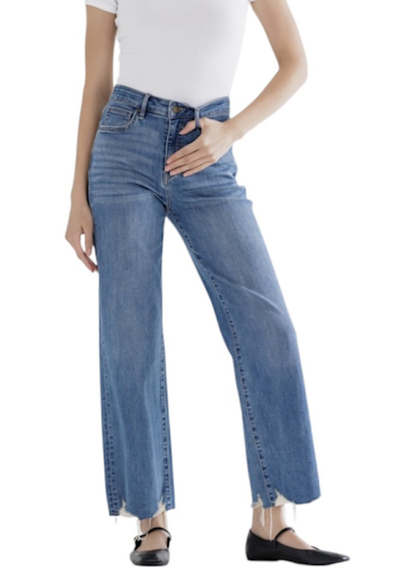 Mica Denim MICA MDP-W3218 Blue Jays H/R Wide Leg w Hem Detail
