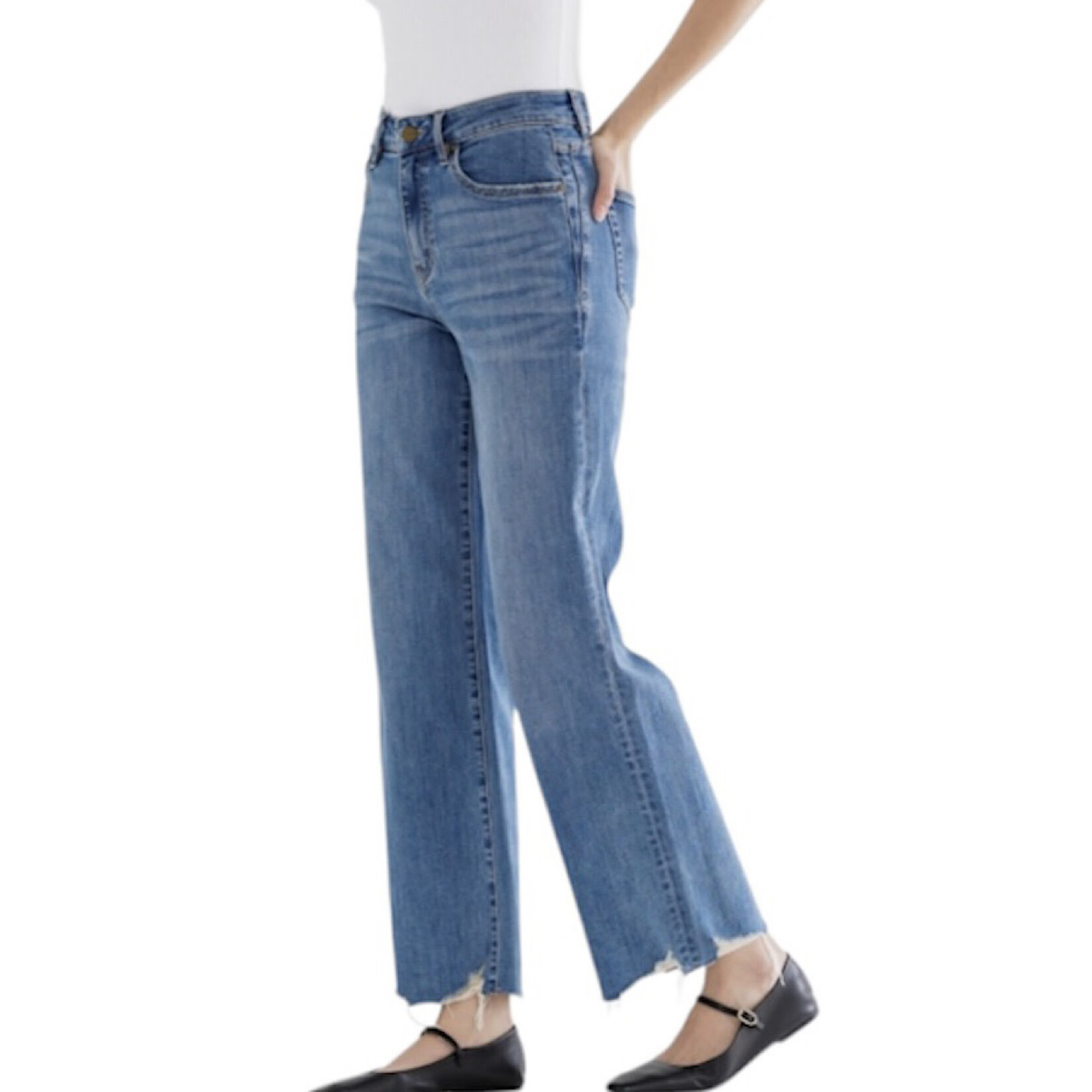 Mica Denim MICA MDP-W3218 Blue Jays H/R Wide Leg w Hem Detail