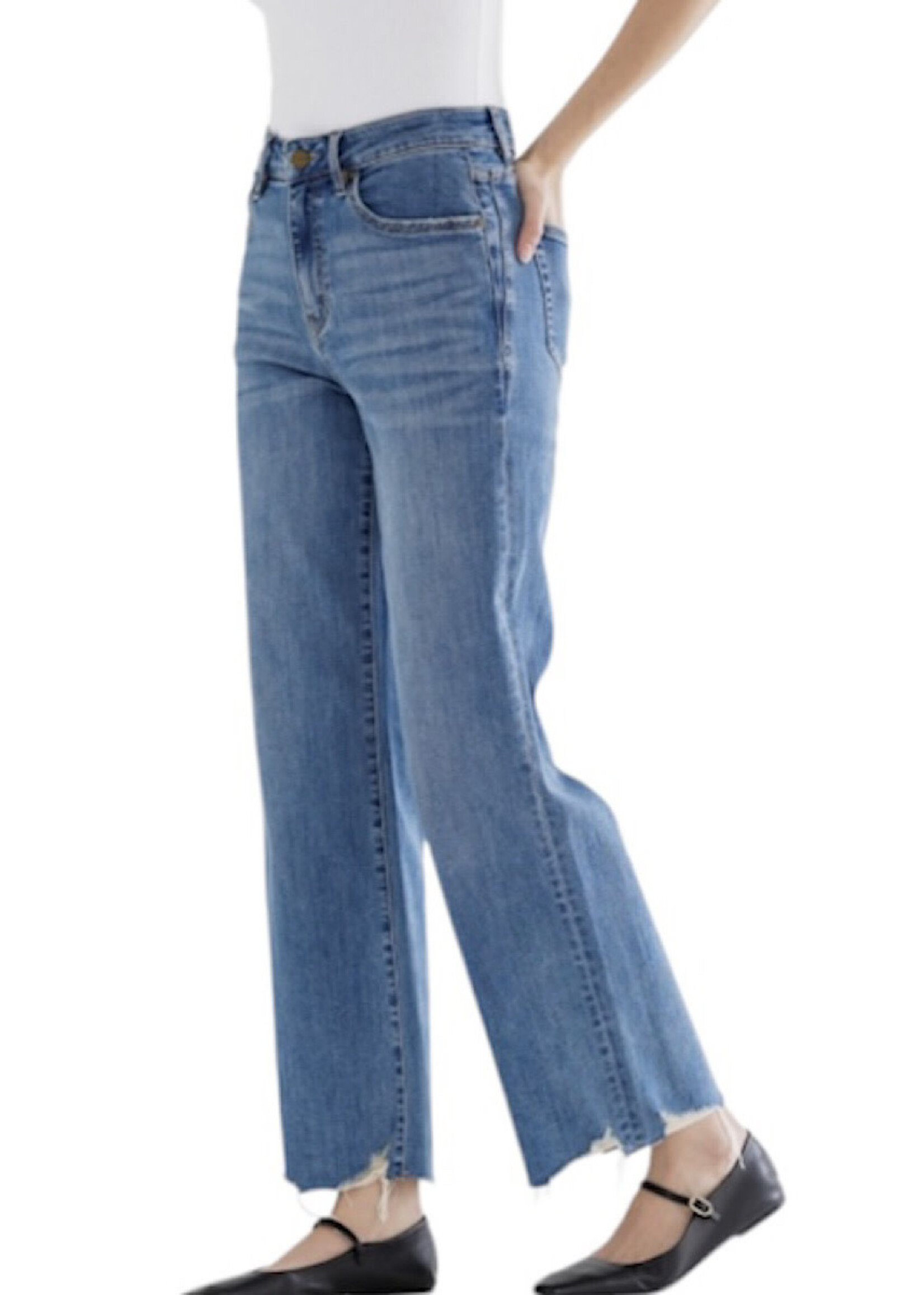 Mica Denim MICA MDP-W3218 Blue Jays H/R Wide Leg w Hem Detail