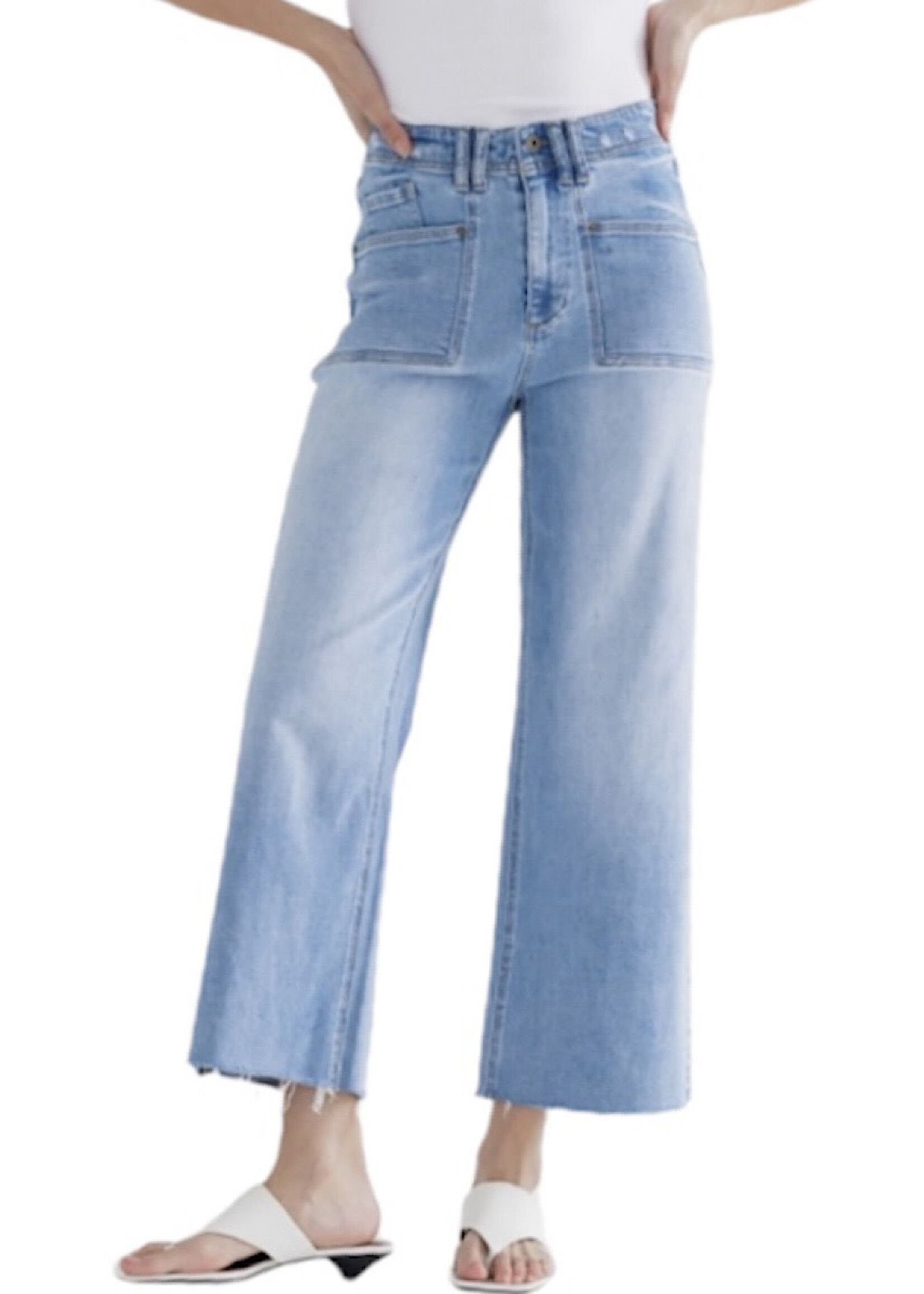Mica Denim MICA MDP-W3219 Traditional Blue Super High Rise Crop Wide Leg