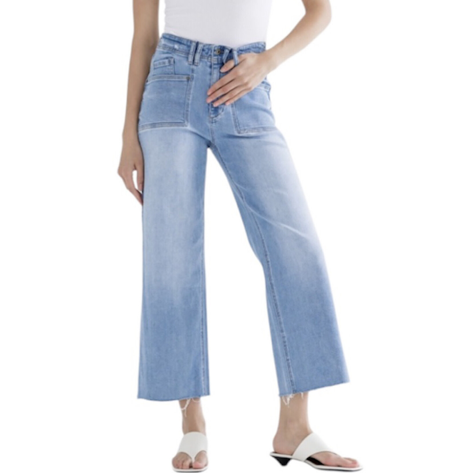 Mica Denim MICA MDP-W3219 Traditional Blue Super High Rise Crop Wide Leg