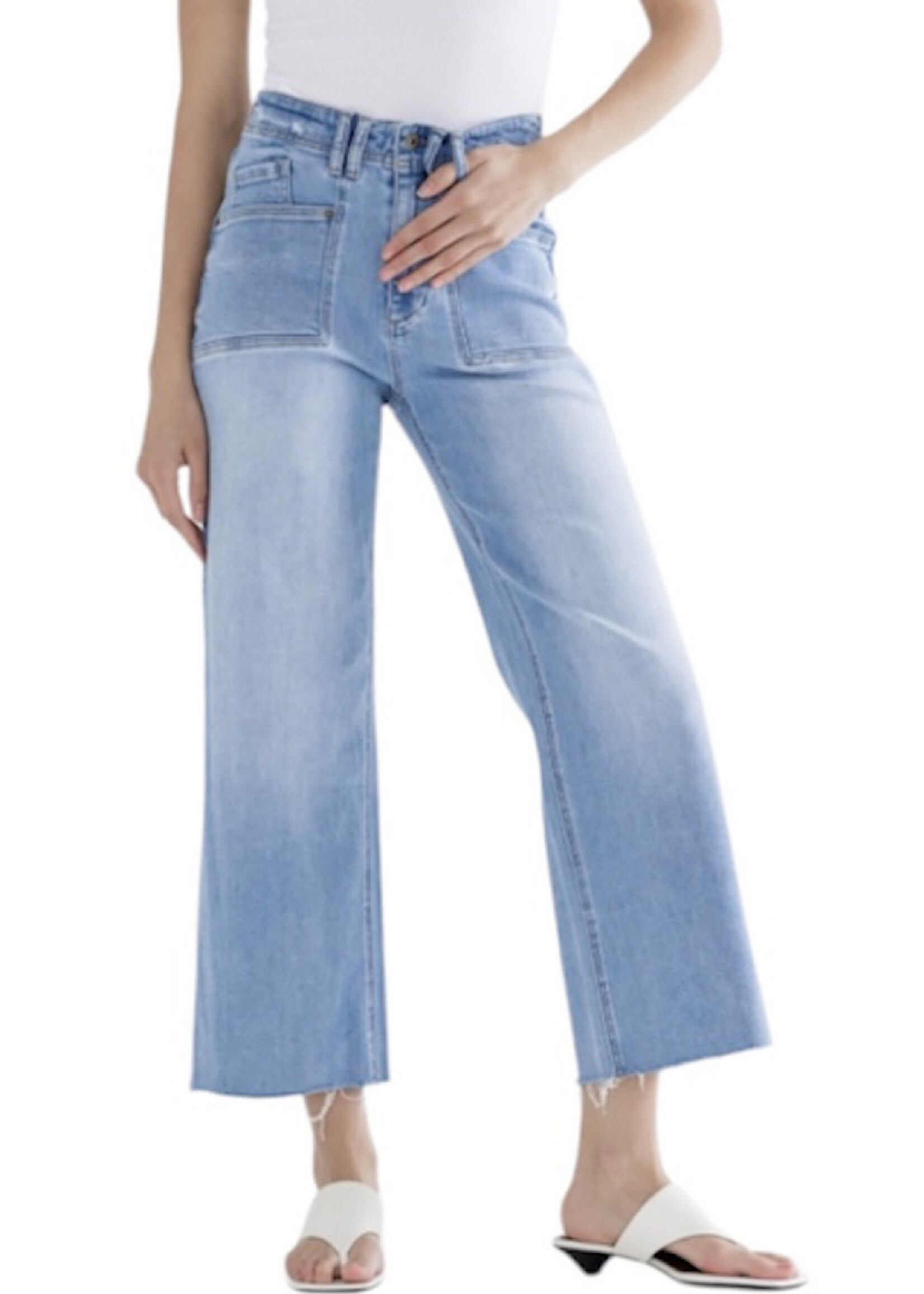 Mica Denim MICA MDP-W3219 Traditional Blue Super High Rise Crop Wide Leg