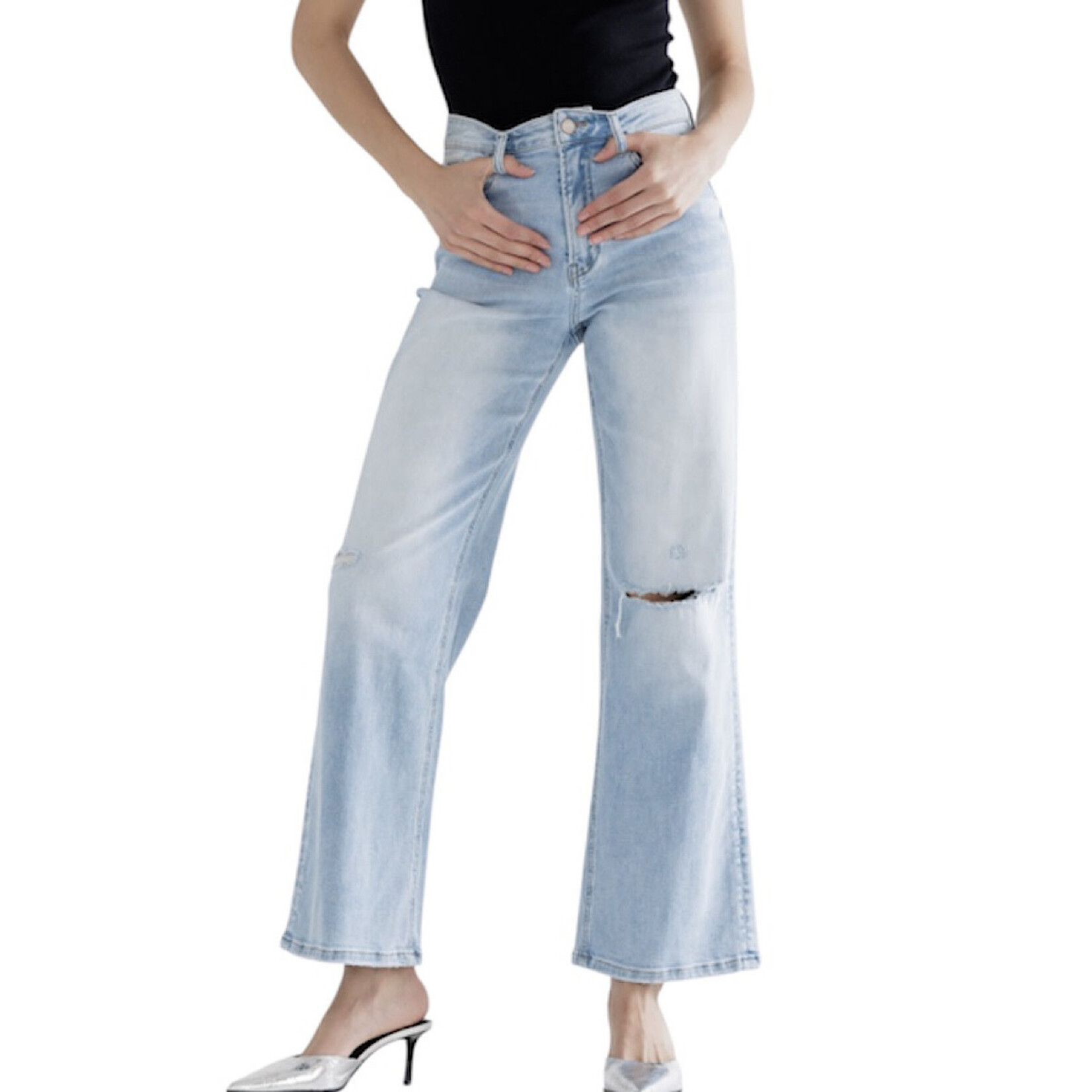 Mica Denim MICA MDP-W3223-A Acai Blue Super High Rise Wide Leg w/ Knee Slit
