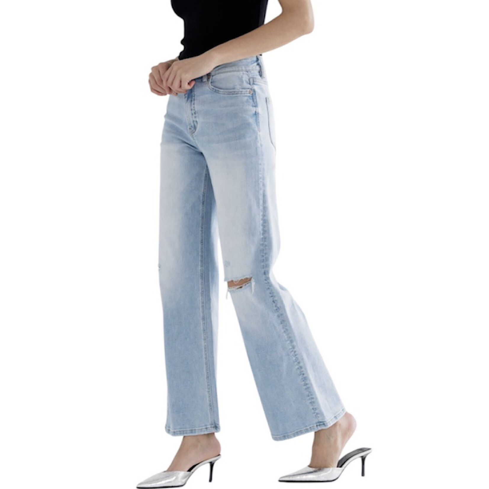 Mica Denim MICA MDP-W3223-A Acai Blue Super High Rise Wide Leg w/ Knee Slit