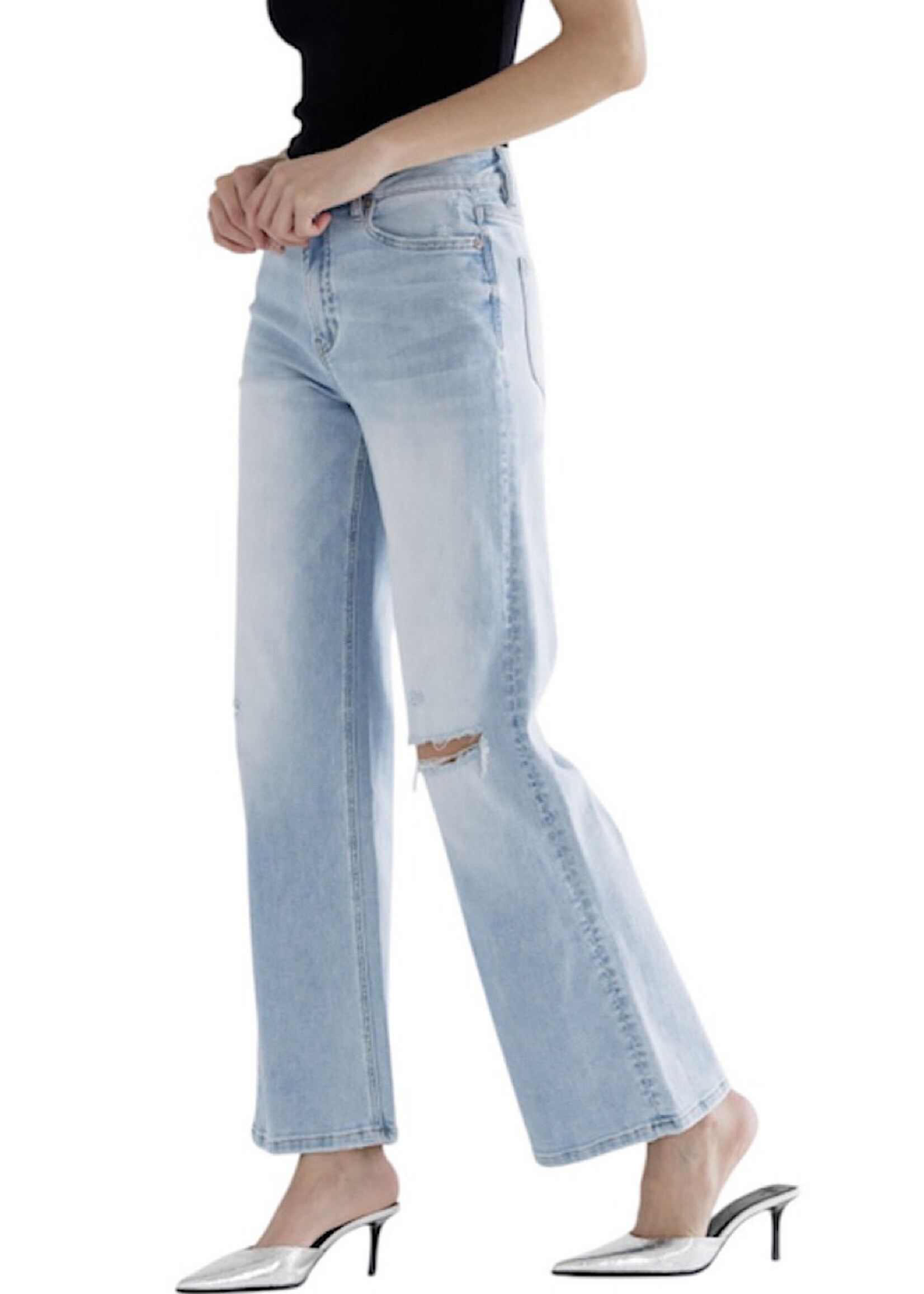 Mica Denim MICA MDP-W3223-A Acai Blue Super High Rise Wide Leg w/ Knee Slit