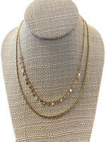 Double Layered Chain with Small Disc Charm Necklace
