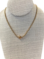 Gold Beaded Chain with Gold Cross Water Resistant