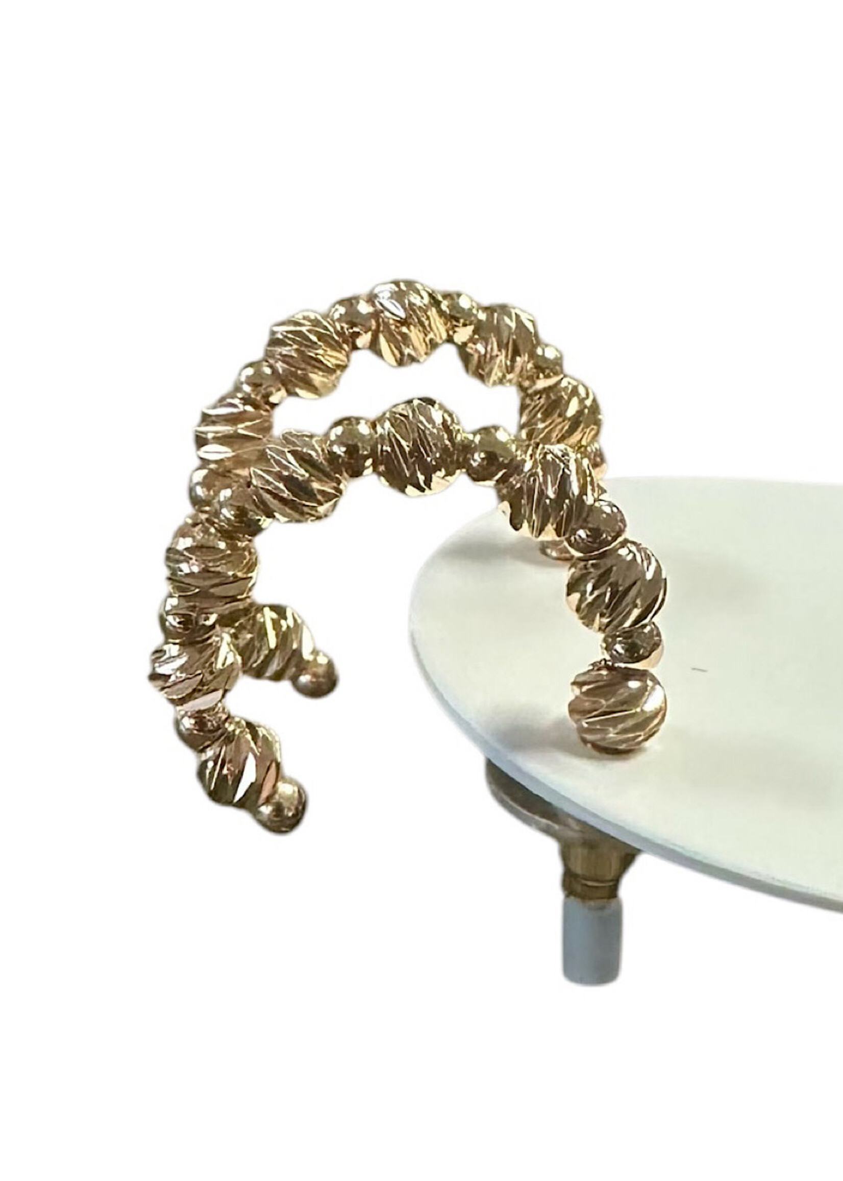 Twisted Gold Bead Hoop Earrings Water Resistant